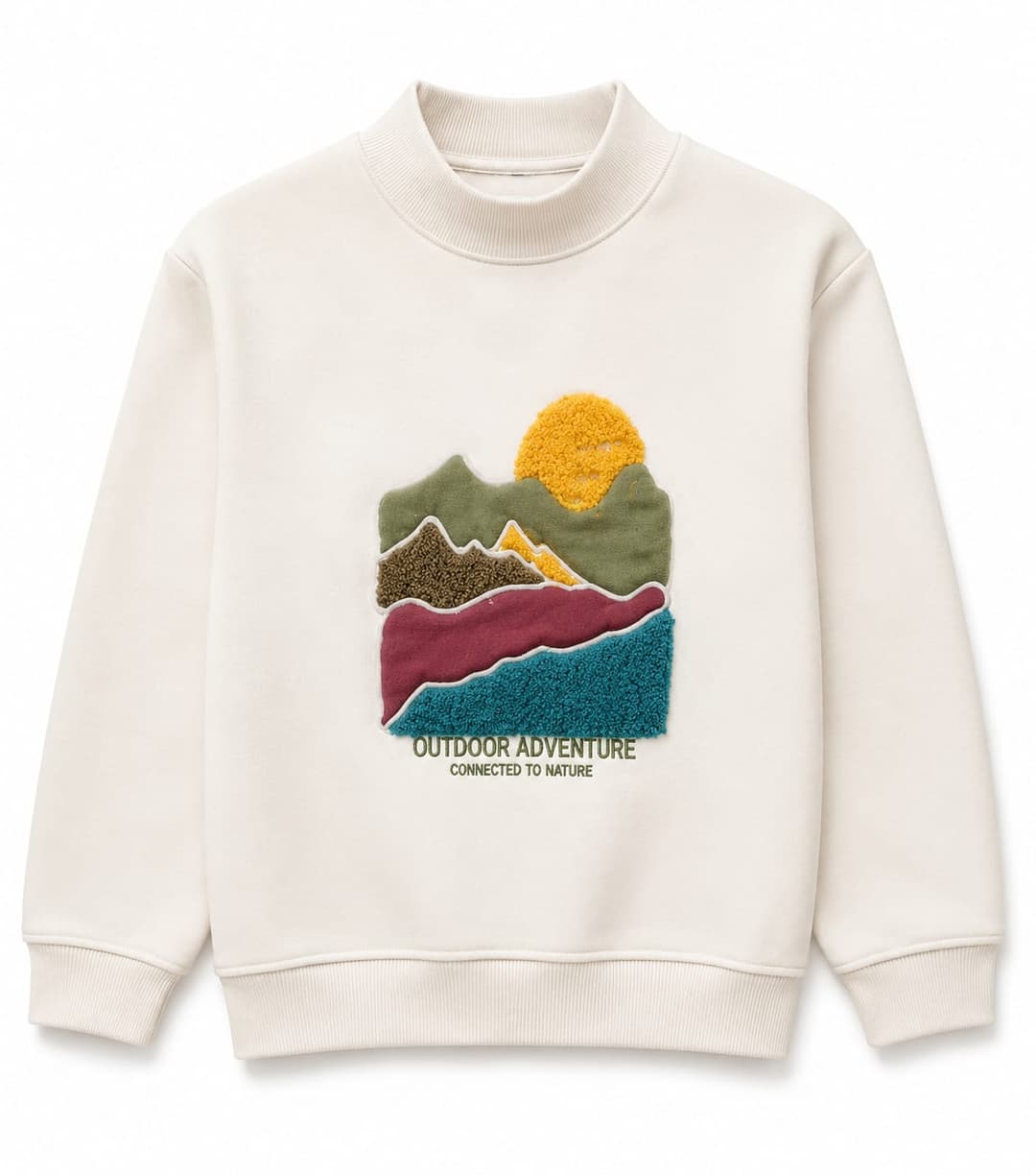 Allover Print Crewneck Sweatshirt, Cream, Boys Collection apparel by Haram Textile