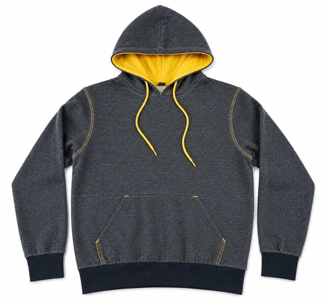 Contrast-Lined Pullover Hoodie - Charcoal, Men's Collection apparel by Haram Textile