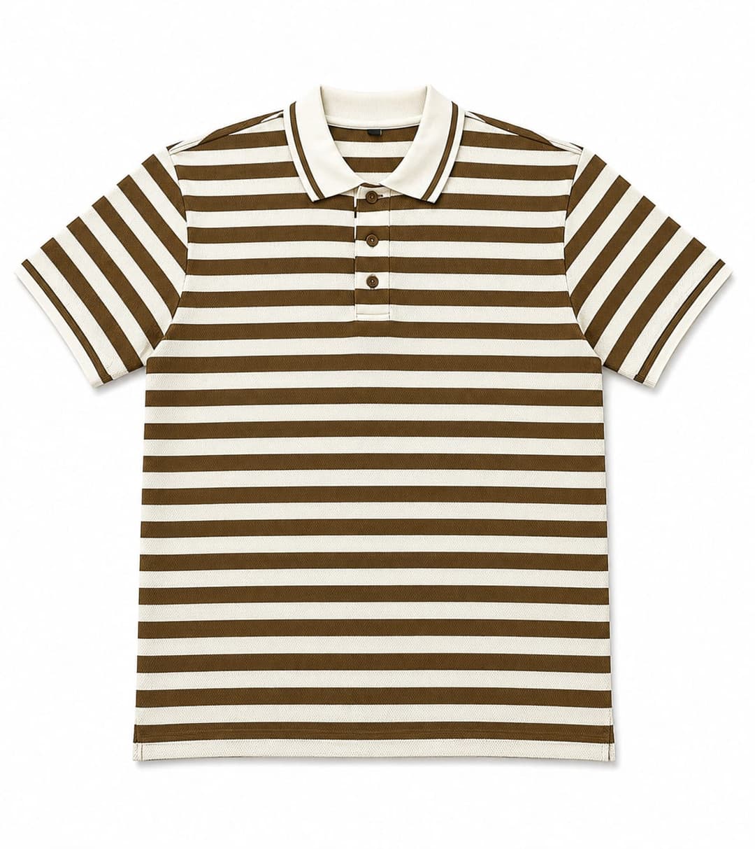 Striped Polo Shirt - Brown & Cream, Men's Collection apparel by Haram Textile