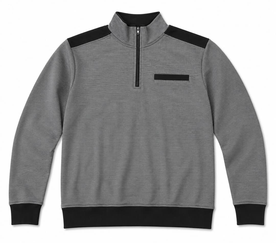 Colorblock Quarter-Zip Pullover - Grey, Men's Collection apparel by Haram Textile