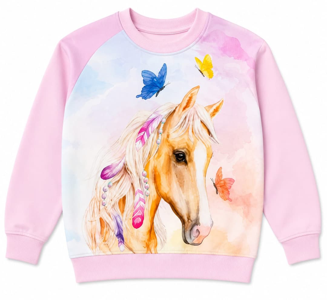 Graphic Sweatshirt, Pink, Girls Collection apparel by Haram Textile