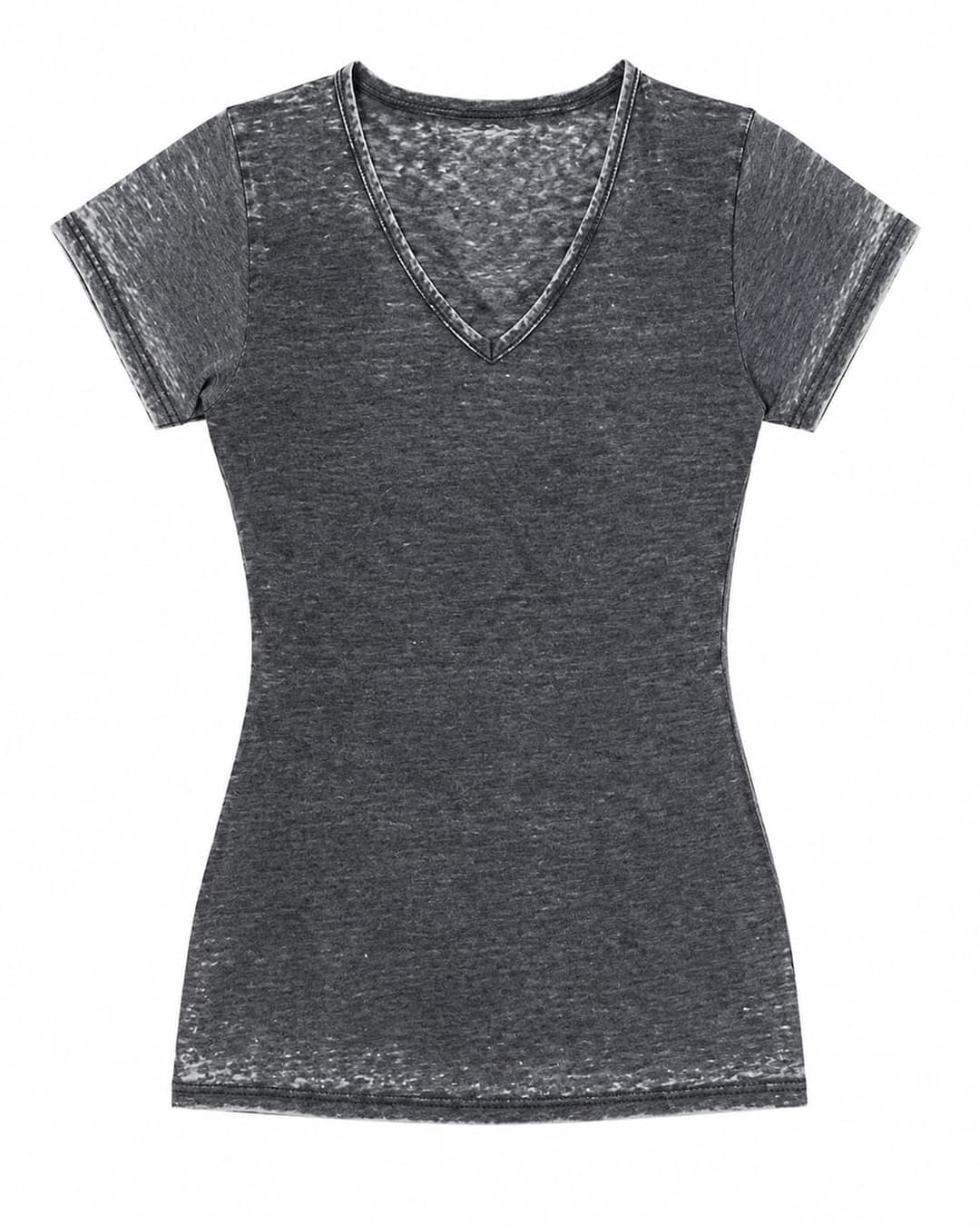 Burnout V-Neck T-Shirt, Grey, Ladies Collection apparel by Haram Textile
