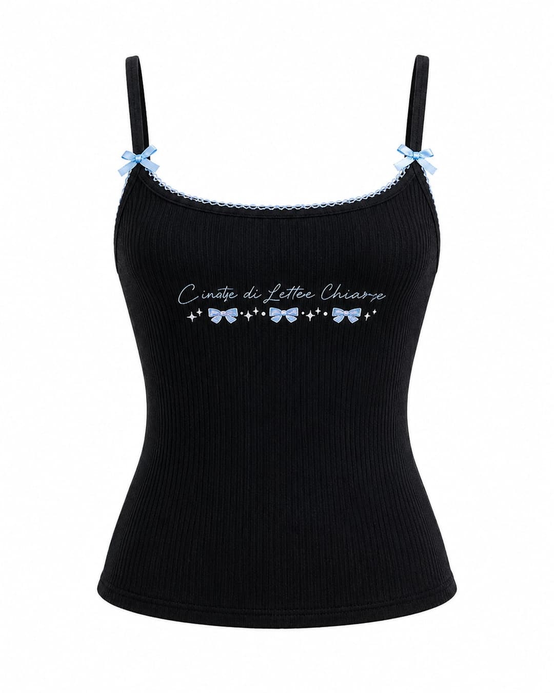 Ribbon-Tie Cami Top, Black, Ladies Collection apparel by Haram Textile