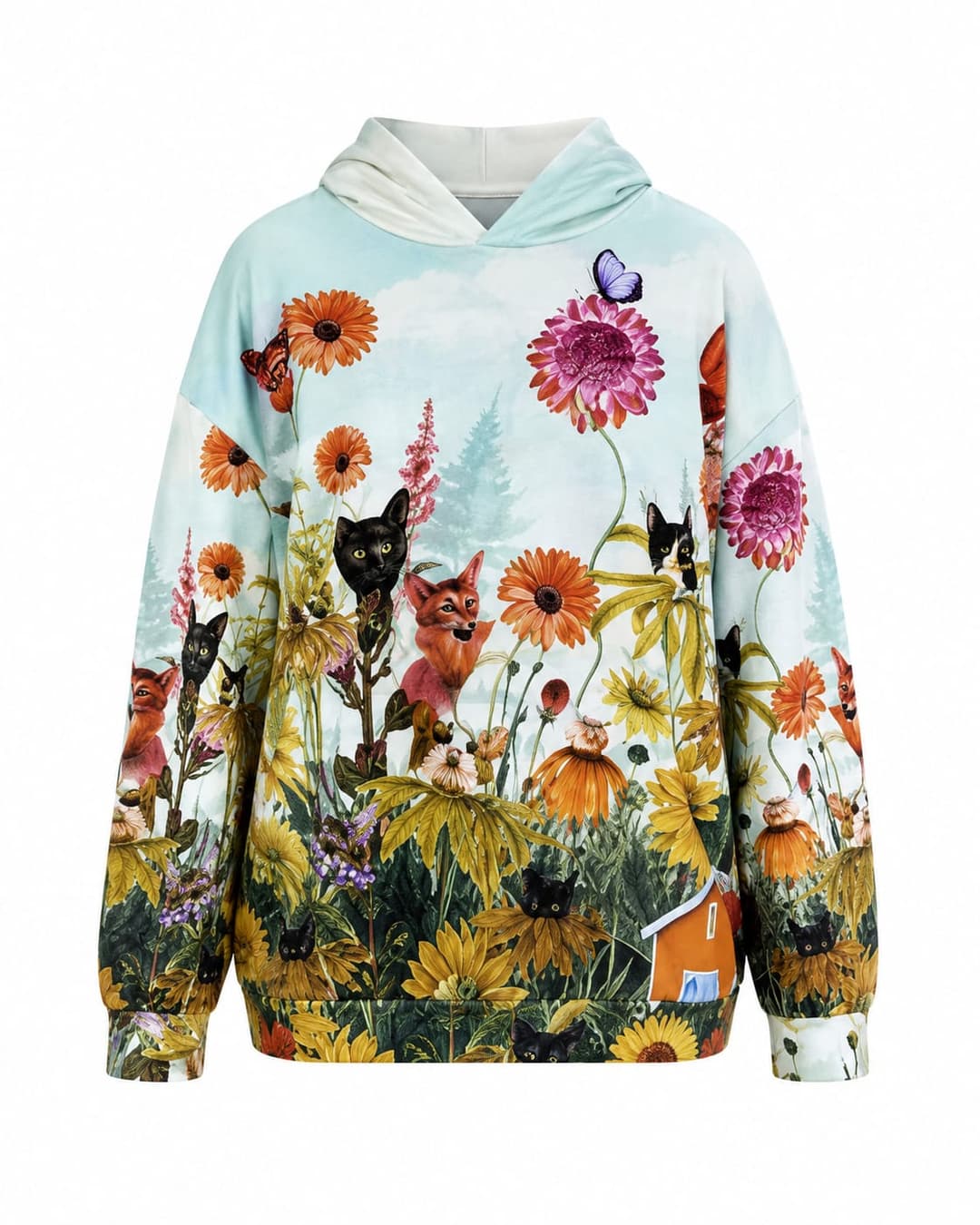 Graphic Print Hoodie, Pastel Multicolor, Ladies Collection apparel by Haram Textile