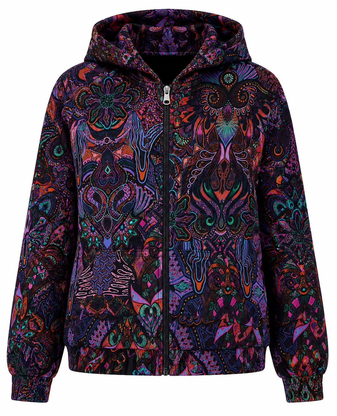 Floral Zip Hoodie, Purple, Ladies Collection apparel by Haram Textile